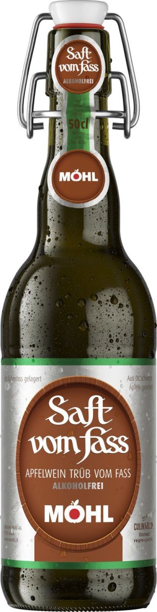 Möhl Saft vom Fass (trüb) alkoholfrei, Bügelflasche Glas MW 50cl x15