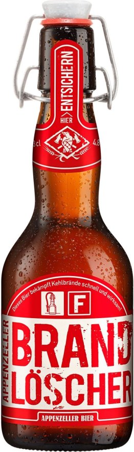 Appenzeller Brandlöscher, Bügelflasche Glas MW 33cl x20