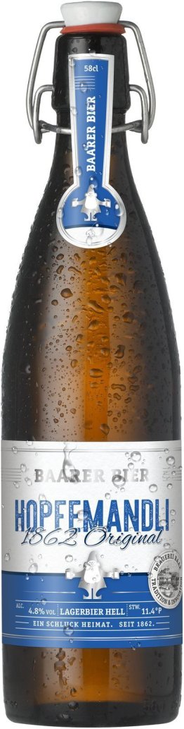 Baarer Hopfenmandli 1862 Original, Bügelflache Glas MW 58cl x15
